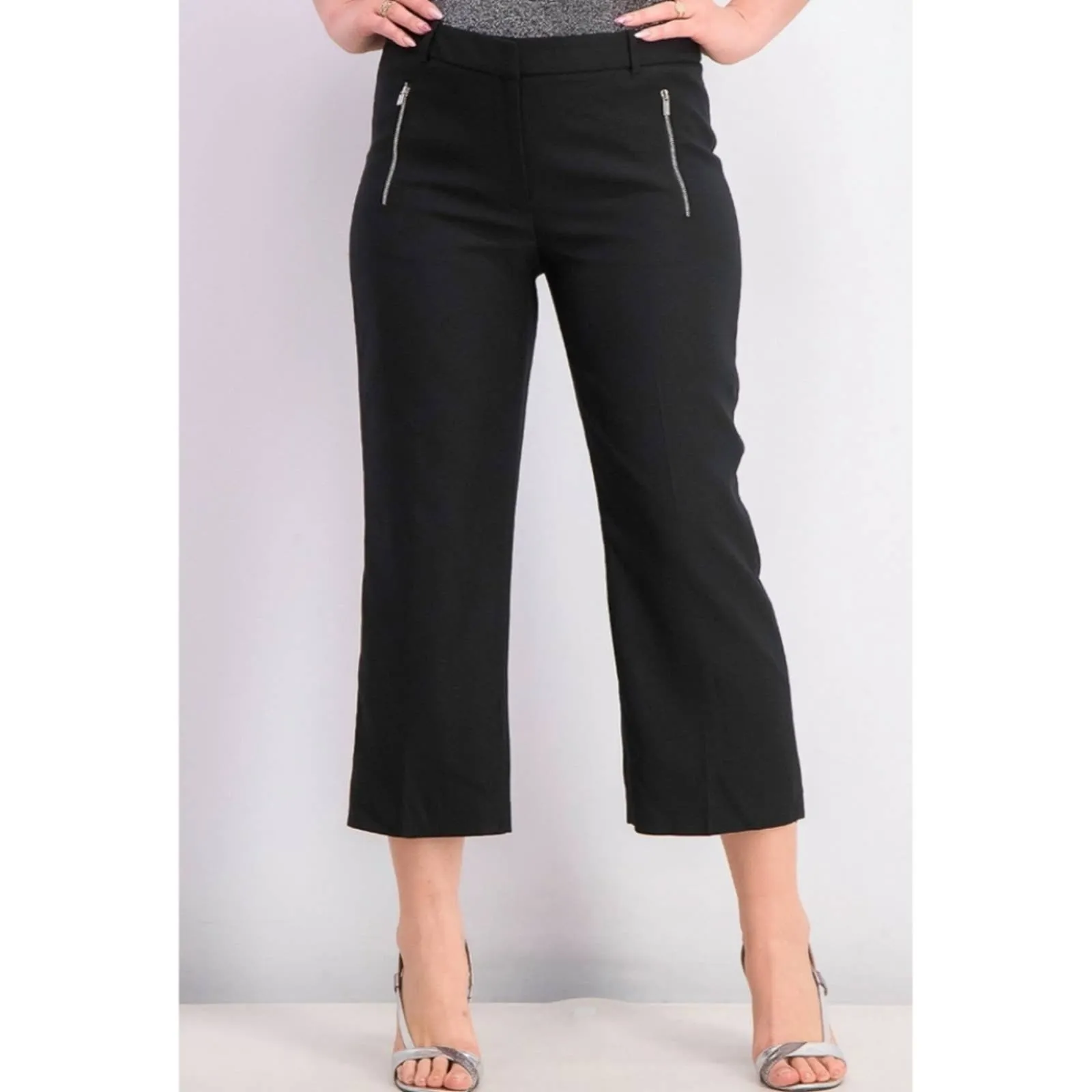 Calvin Klein Zipper Pocket Cropped Twill Pants Black