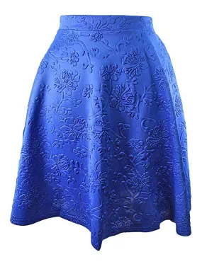 Floral Embossed Flared Skater Skirt