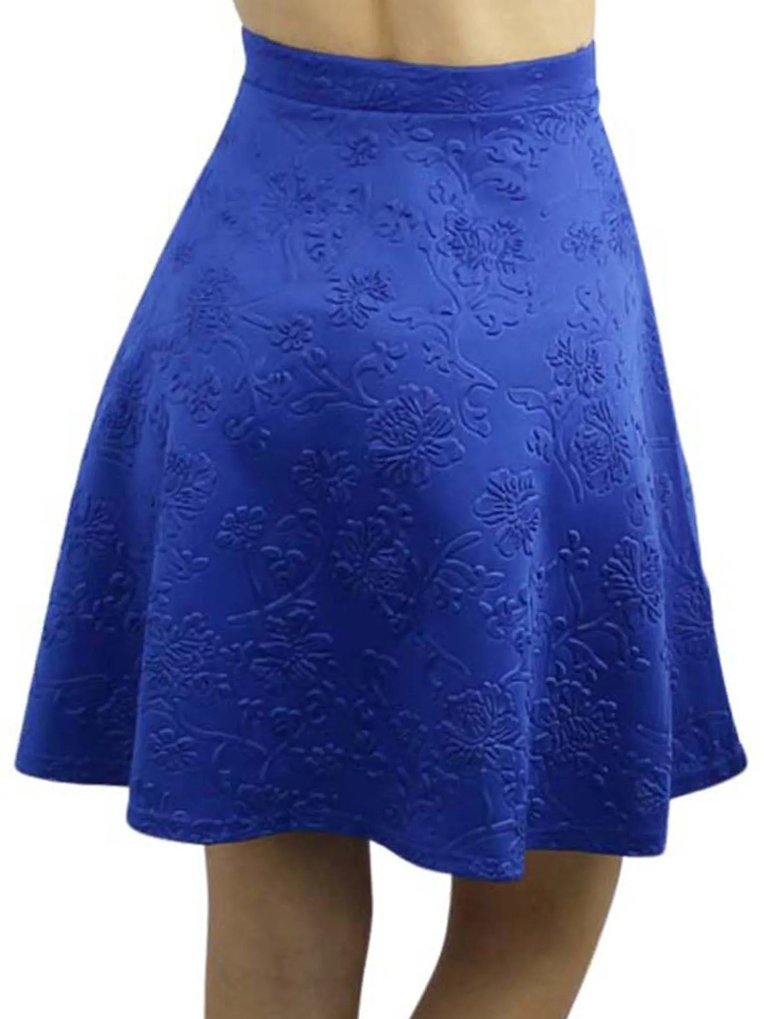 Floral Embossed Flared Skater Skirt