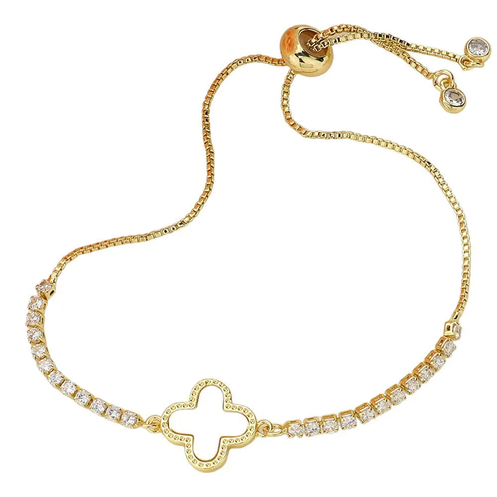 Mother Of Pearl Quatrefoil Pointed Brass Tie Bracelet