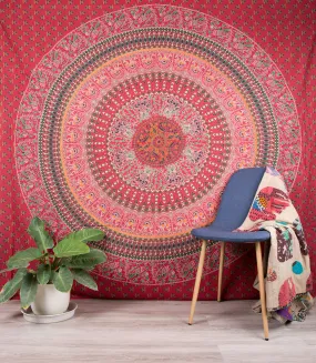 Red Elephant print Mandala